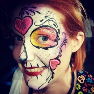 sam with sugar skull face paint