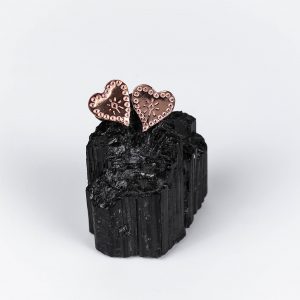 copper milagros heart earrings