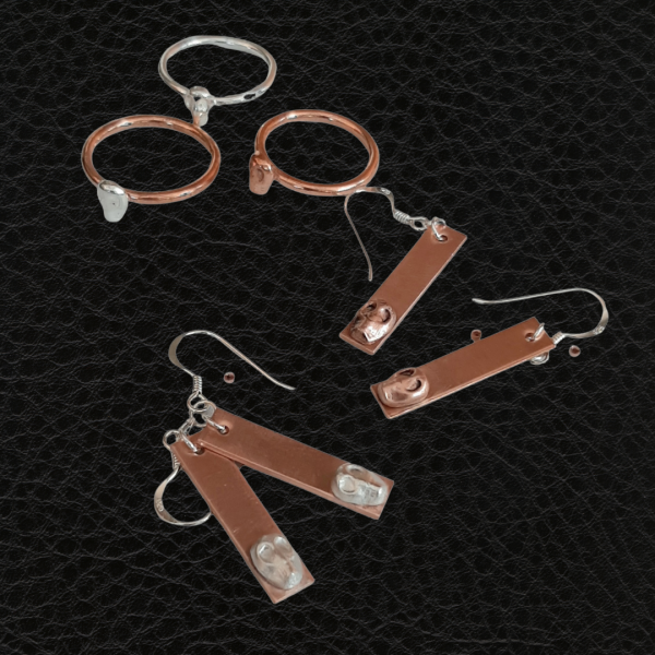 mini mori copper skull earrings with rings