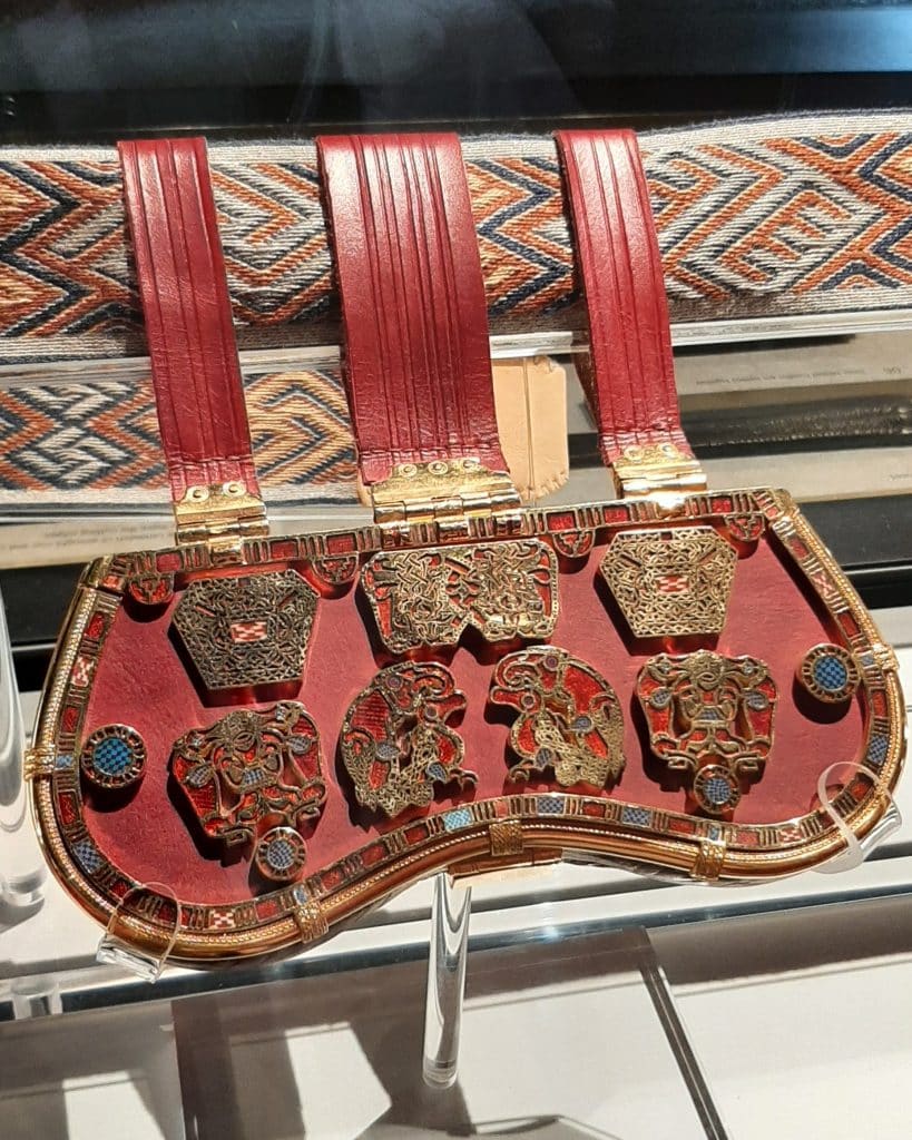 Sutton Hoo purse lid with gold inlaid with garnet