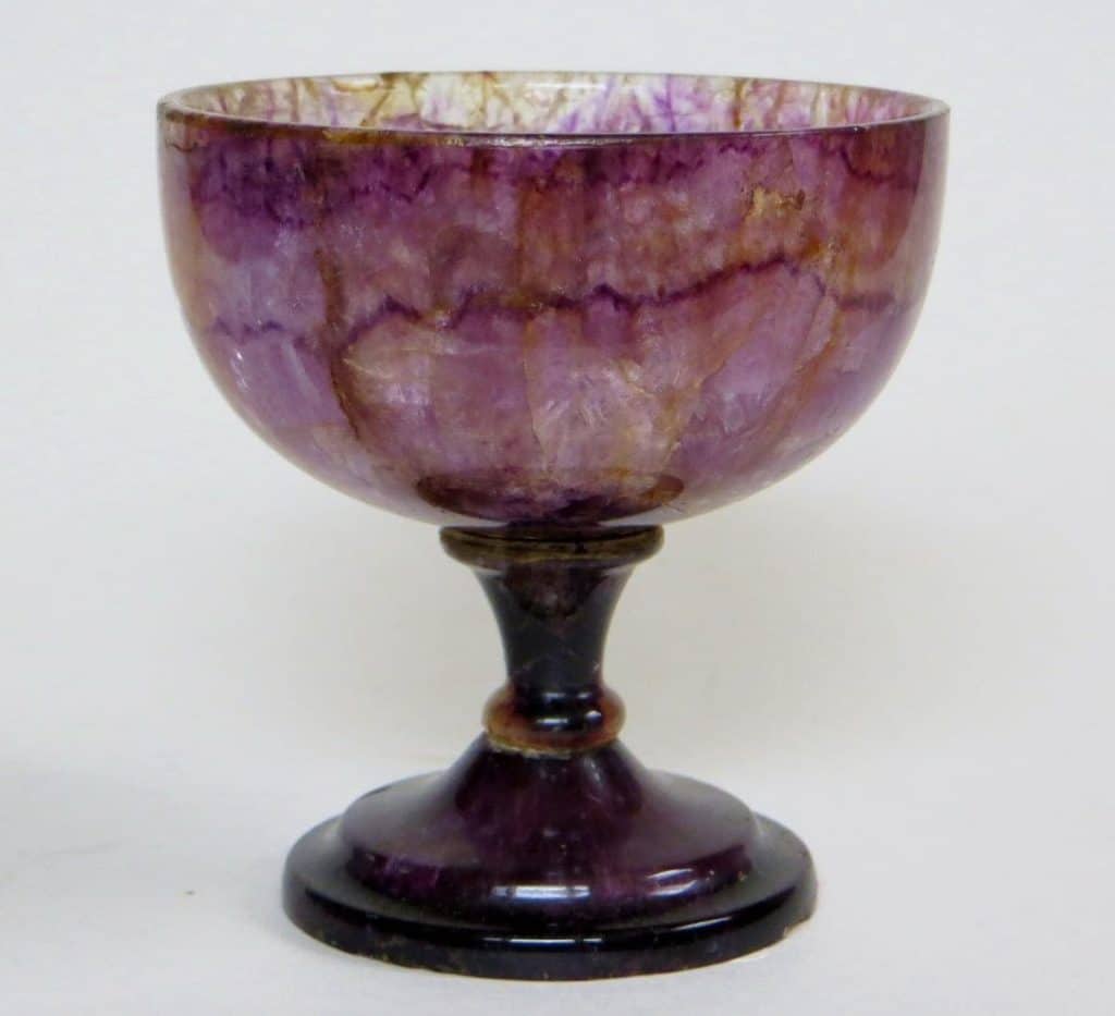 goblet shaped from purple amethyst stone