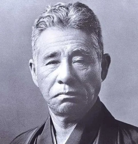 black and white photo of older Japanese man
