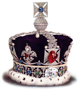 gem encrusted crown with purple fabric