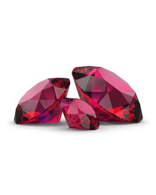 3 red cut crystals