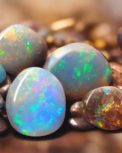 selection of iridescent opal stones
