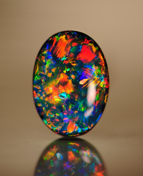gemstone with fire rainbow effect