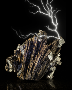black crystal with fake lightning emitting from it